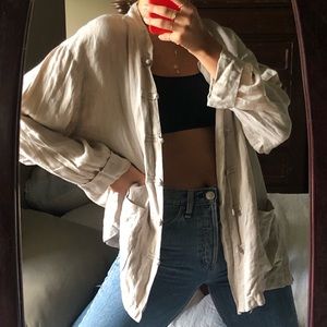 Vintage 100% Linen Oatmeal Lightweight Jacket